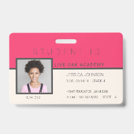 Tarjeta de identificación de estudiante de escuela