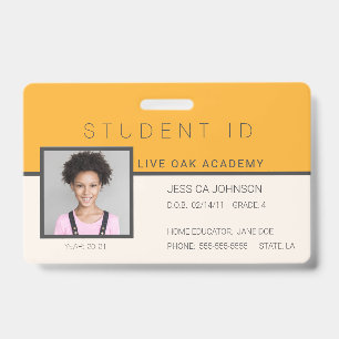 Tarjeta de identificación de estudiante educado en