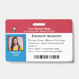 Tarjeta de identificación de estudiante niño niñas