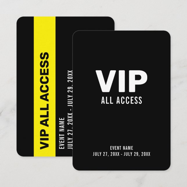 Tarjeta de identificación de evento VIP de acceso  (Anverso / Reverso)
