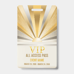 Tarjeta de identificación de evento VIP de pase de