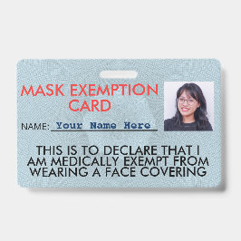 Tarjeta de identificación de exención de mascarill