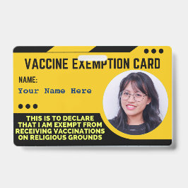 Tarjeta de identificación de exención religiosa de