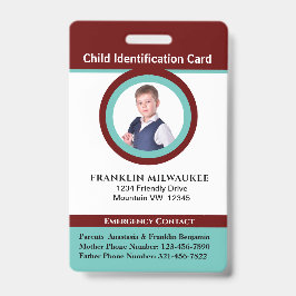 Tarjeta de identificación de foto de Chica de niño