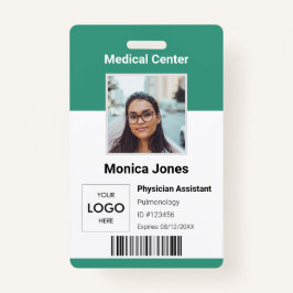 Tarjeta de identificación de foto de empleado médi