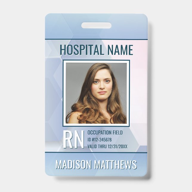 Tarjeta de identificación de foto de empleado médi (Front)