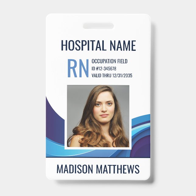 Tarjeta de identificación de foto de empleado médi (Front)