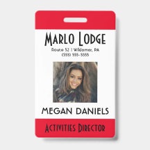 Tarjeta de identificación de foto de empleado pers