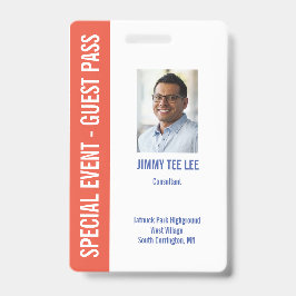 Tarjeta de identificación de foto de evento especi