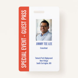 Tarjeta de identificación de foto de evento especi