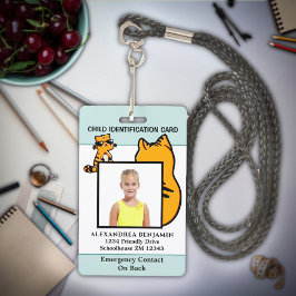 Tarjeta de identificación de foto de niños diverti