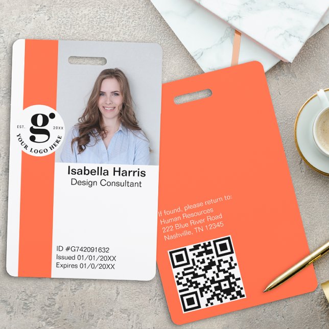 Tarjeta de identificación de foto naranja con códi (Subido por el creador)