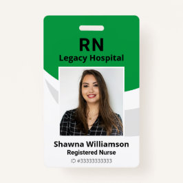 Tarjeta de identificación de foto verde profesiona