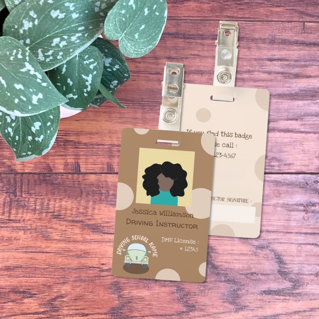 Tarjeta de identificación de foto vertical del ins (Double-sided driving instructor photo ID badge .)