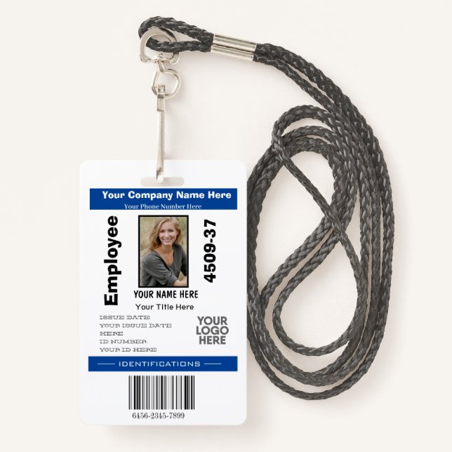 Tarjeta de identificación de fotografía de emplead (Anverso son cordón)