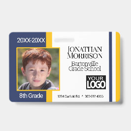 Tarjeta de identificación de fotografía de la escu