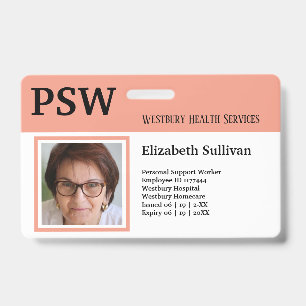 Tarjeta de identificación de fotografía de PSW Hea