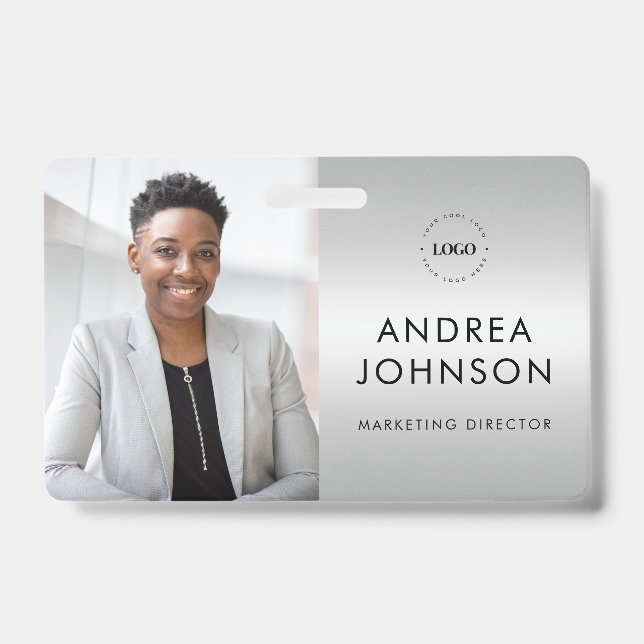 Tarjeta de identificación de fotografía gris plate (Parte frontal)