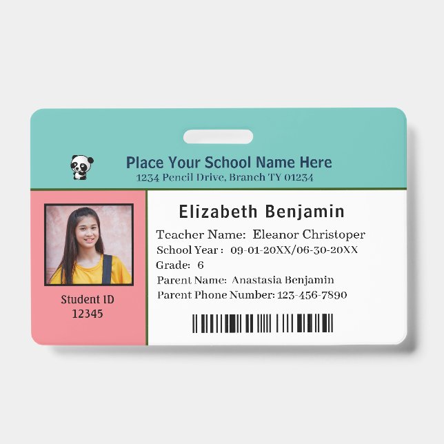 Tarjeta de identificación de ID personalizada Niño (Parte frontal)