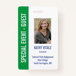 Tarjeta de identificación de invitado de evento de