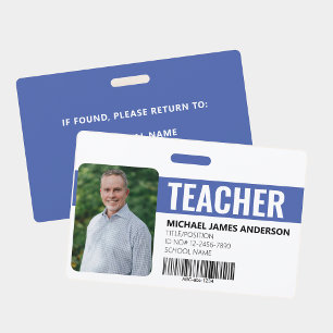 Tarjeta de identificación de la escuela de profeso