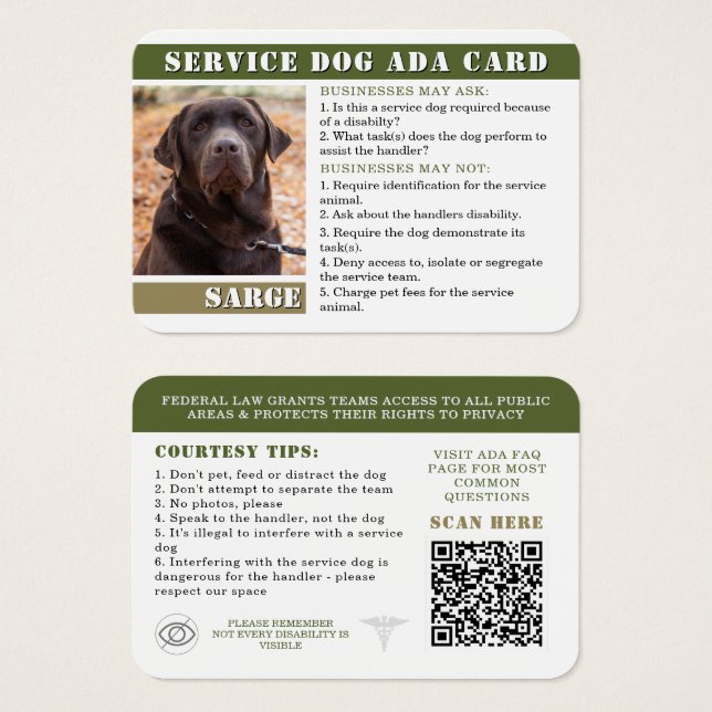 Tarjeta de identificación de la foto del perro de  (Anverso y reverso)