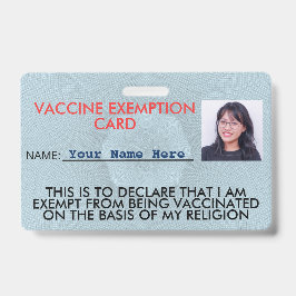 Tarjeta de identificación de la vacuna de la relig