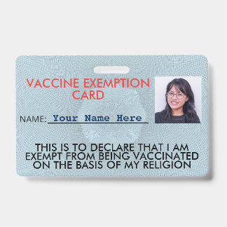 Tarjeta de identificación de la vacuna de la relig