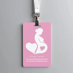 Tarjeta de identificación de partera Doula rosa Ho