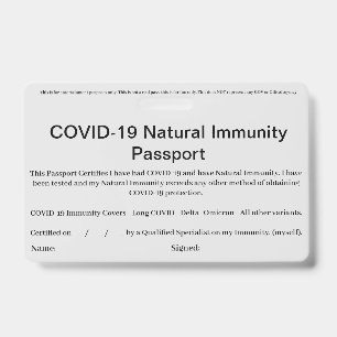 Tarjeta de identificación de pasaporte de inmunida