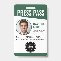 Tarjeta de identificación de pase de prensa person