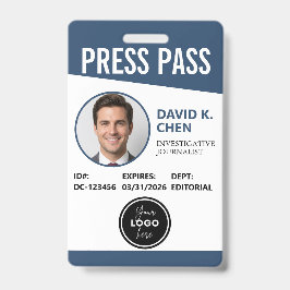 Tarjeta de identificación de pase de prensa person