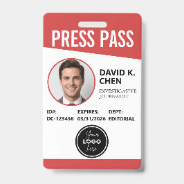 Tarjeta de identificación de pase de prensa person