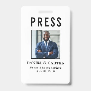Tarjeta de identificación de periodista de prensa