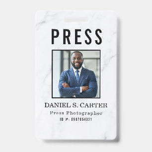 Tarjeta de identificación de periodista de prensa 