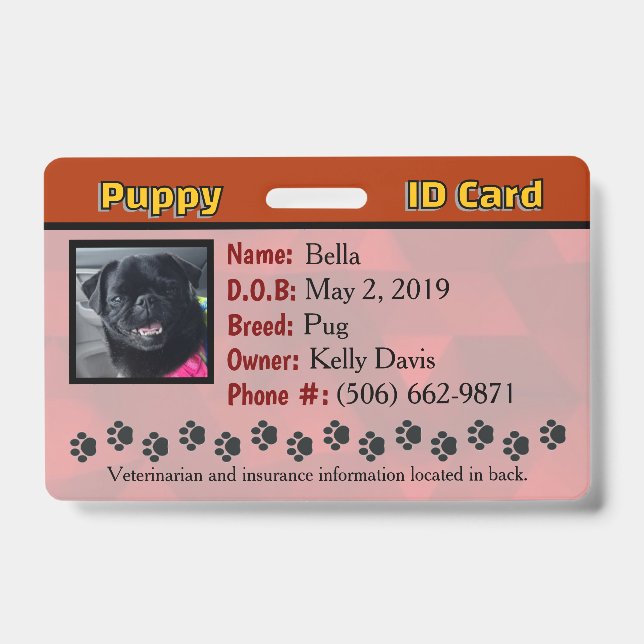 Tarjeta de identificación de perro (Parte frontal)