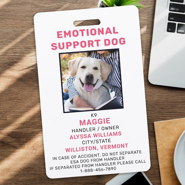 Tarjeta de identificación de perro de apoyo emocio (Subido por el creador)