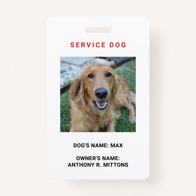 Tarjeta de identificación de perro de servicio (Anverso)