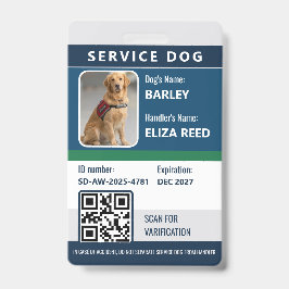 Tarjeta de identificación de perro de servicio: in