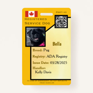 Tarjeta de identificación de perro de servicio Tar