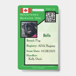 Tarjeta de identificación de perro de servicio ver