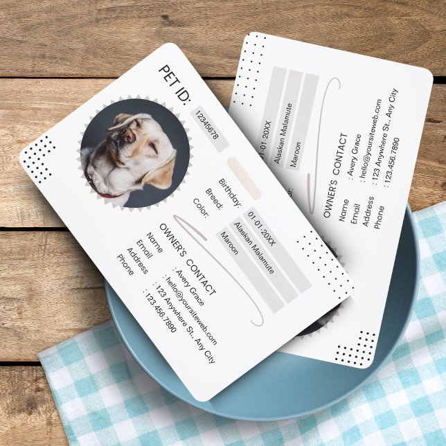 Tarjeta de identificación de perro minimalista en  (Black & White Minimalist Dog ID Card - Membership Design  
)