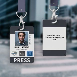 Tarjeta de identificación de prensa de los logotip