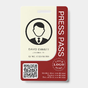 Tarjeta de identificación de prensa editable con f