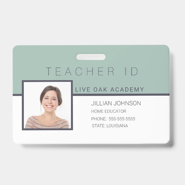 Tarjeta de identificación de profesor de educación (Parte frontal)