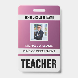 Tarjeta de identificación de profesor minimalista