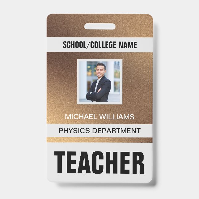 Tarjeta de identificación de profesor minimalista  (Parte frontal)