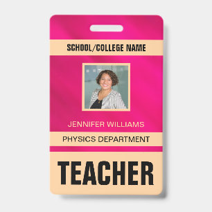 Tarjeta de identificación de profesor minimalista
