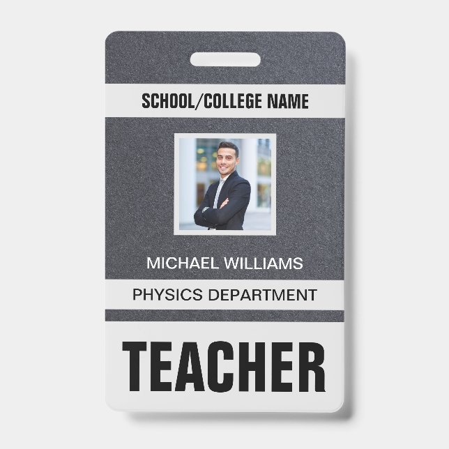 Tarjeta de identificación de profesor minimalista  (Parte frontal)