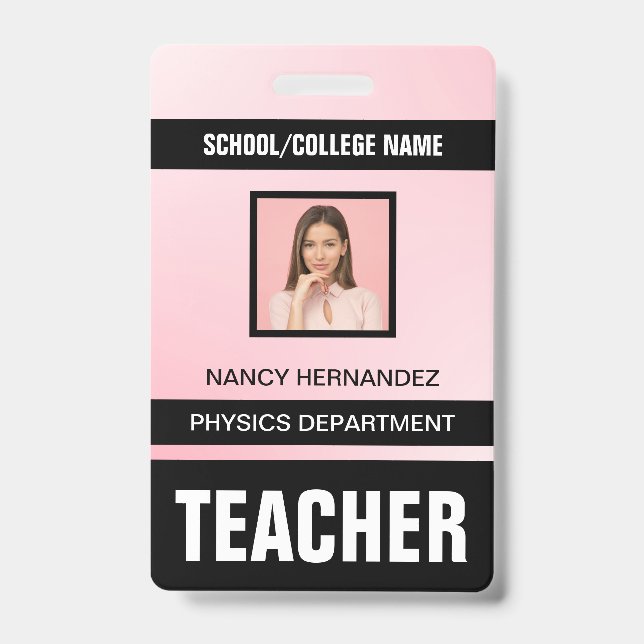 Tarjeta de identificación de profesor minimalista  (Parte frontal)
